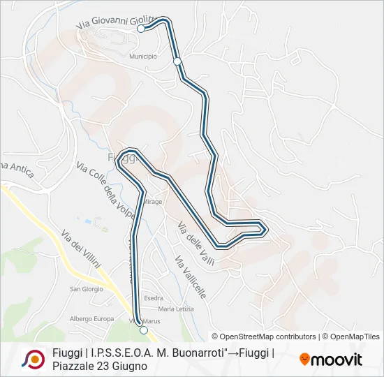 Percorso linea bus COTRAL
