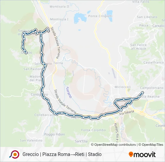 Percorso linea bus COTRAL