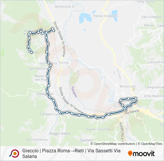 Percorso linea bus COTRAL