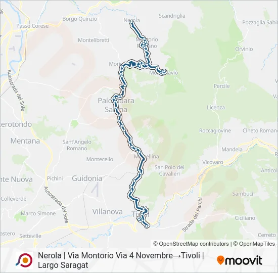 Percorso linea bus COTRAL