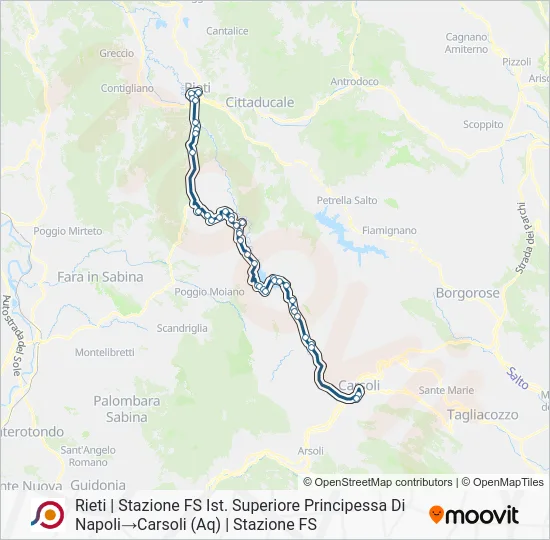 Percorso linea bus COTRAL