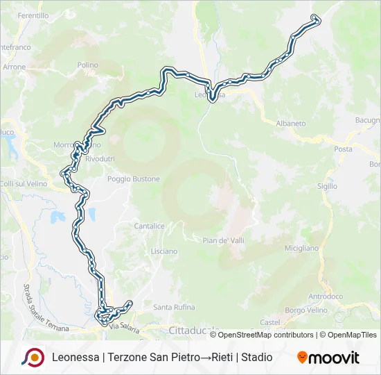 Percorso linea bus COTRAL
