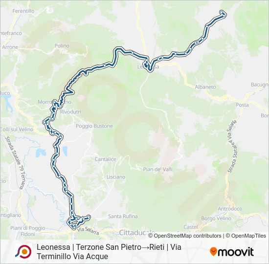 Percorso linea bus COTRAL