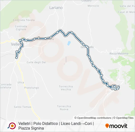Percorso linea bus COTRAL
