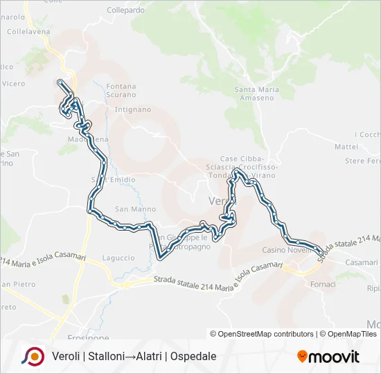 Percorso linea bus COTRAL