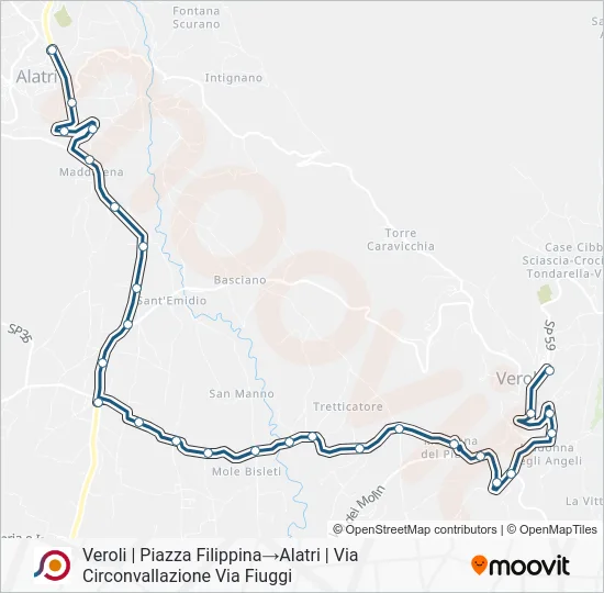 Percorso linea bus COTRAL