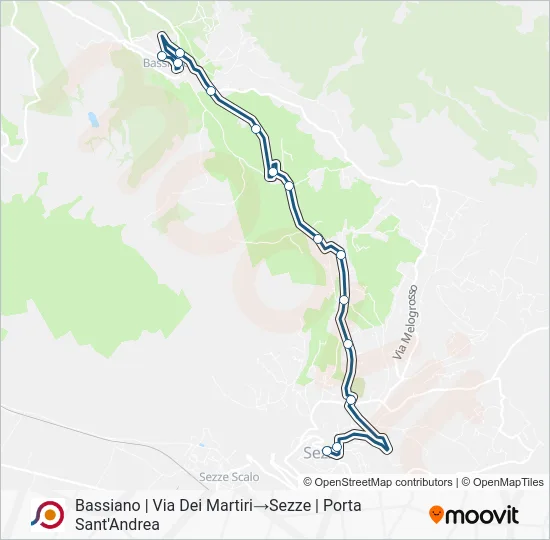 Percorso linea bus COTRAL