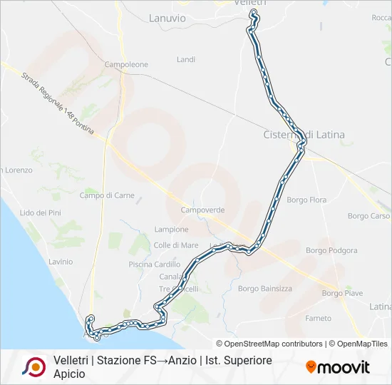 Percorso linea bus COTRAL
