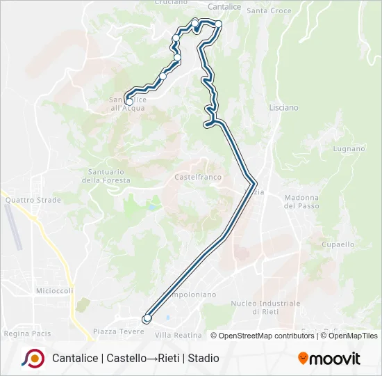 Percorso linea bus COTRAL