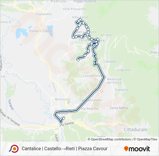 Percorso linea bus COTRAL