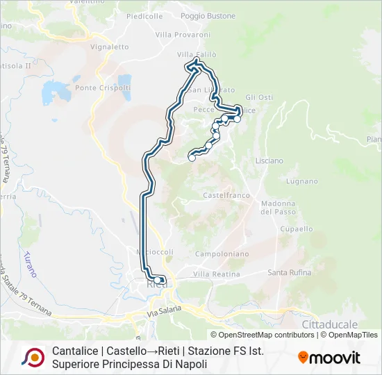 Percorso linea bus COTRAL