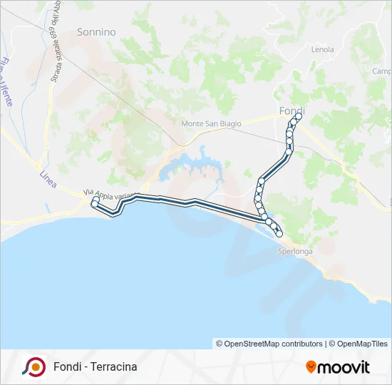 Percorso linea bus COTRAL