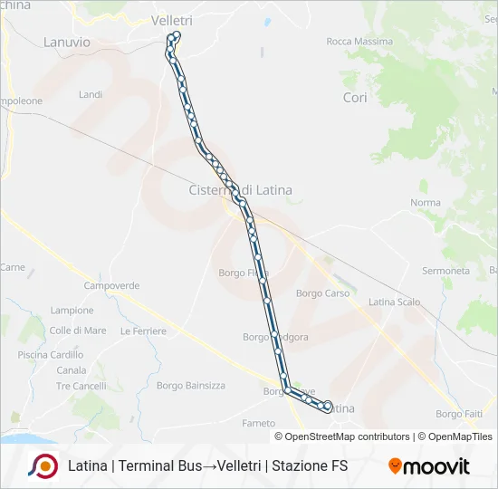 Percorso linea bus COTRAL