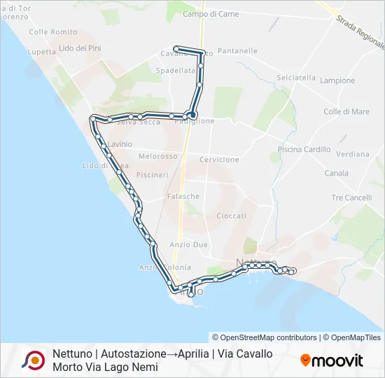 Percorso linea bus COTRAL