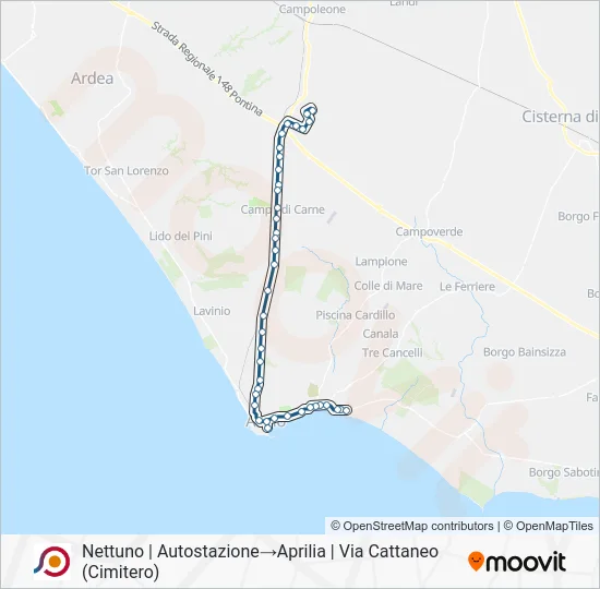 Percorso linea bus COTRAL