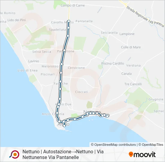 Percorso linea bus COTRAL