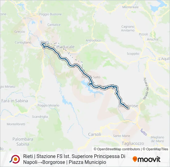 Percorso linea bus COTRAL
