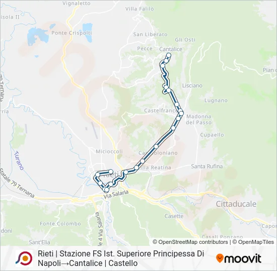 Percorso linea bus COTRAL