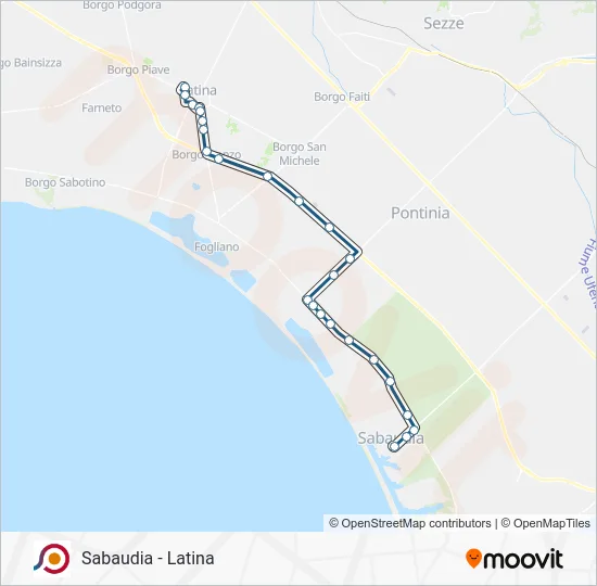Percorso linea bus COTRAL