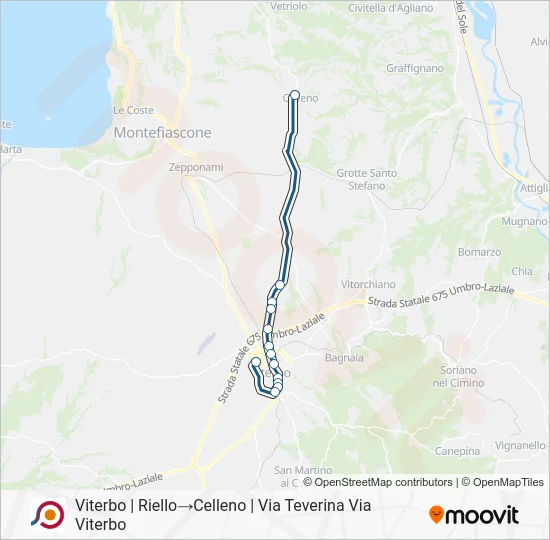 Percorso linea bus COTRAL