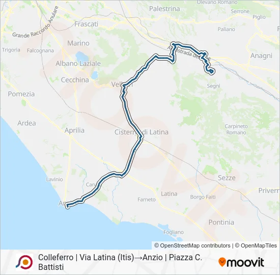 Percorso linea bus COTRAL
