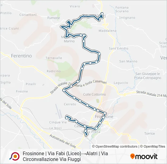 Percorso linea bus COTRAL