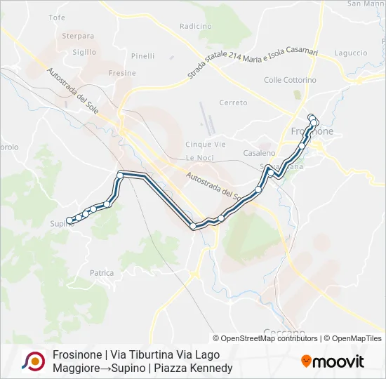 Percorso linea bus COTRAL