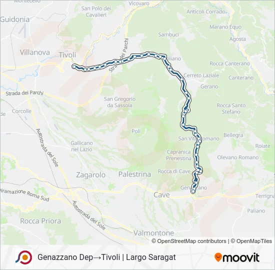 Percorso linea bus COTRAL
