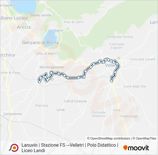 Percorso linea bus COTRAL
