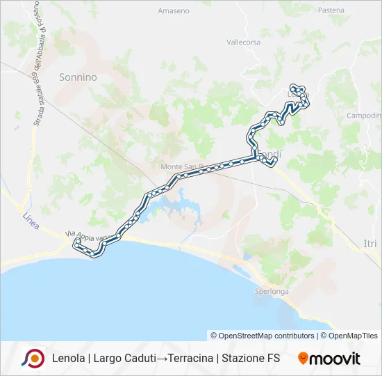 Percorso linea bus COTRAL
