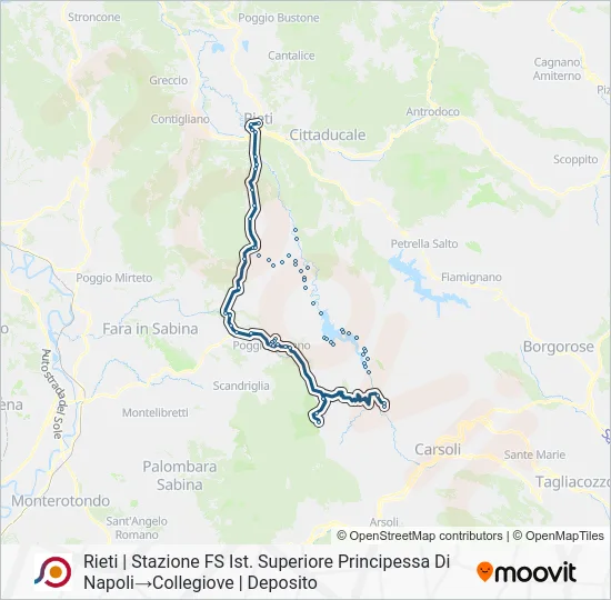 Percorso linea bus COTRAL