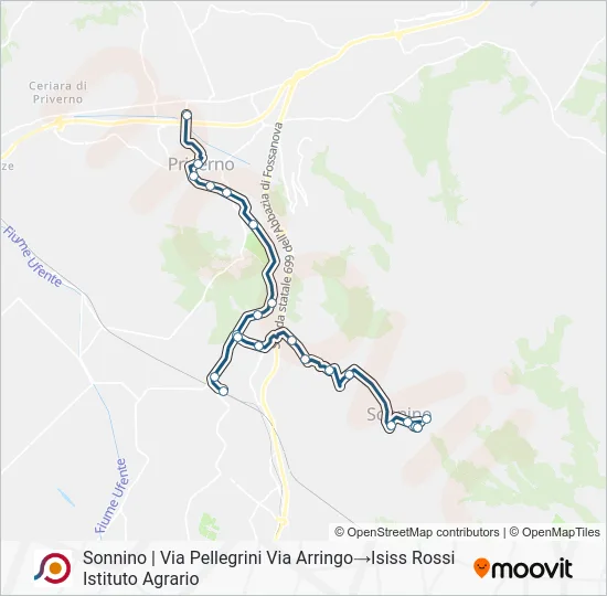 Percorso linea bus COTRAL
