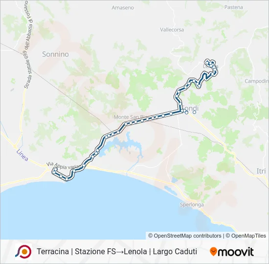Percorso linea bus COTRAL