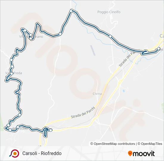 Percorso linea bus COTRAL