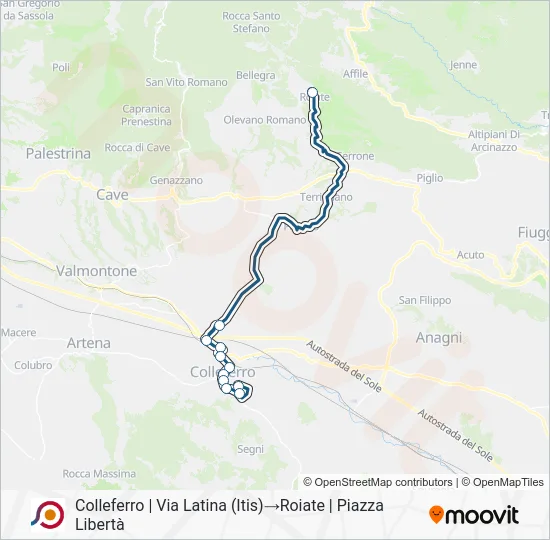 Percorso linea bus COTRAL