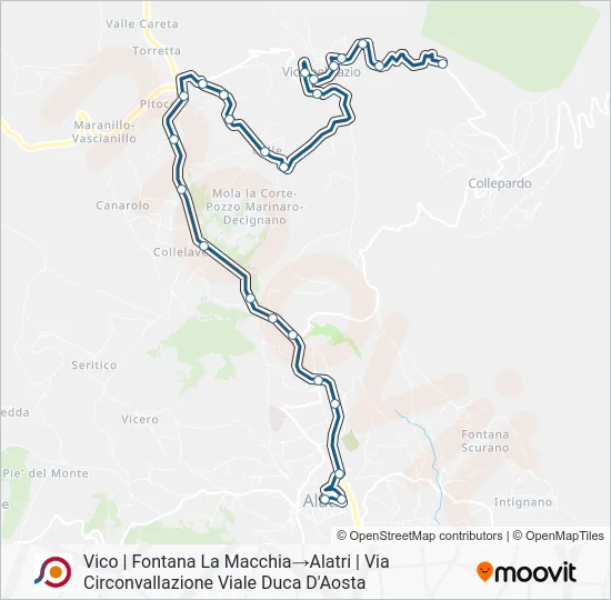 Percorso linea bus COTRAL