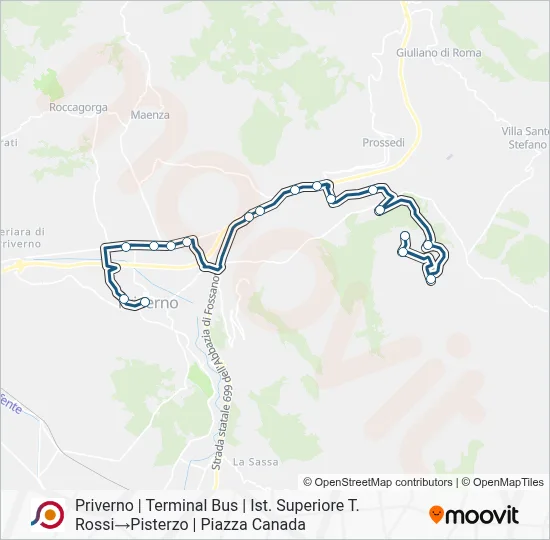Percorso linea bus COTRAL