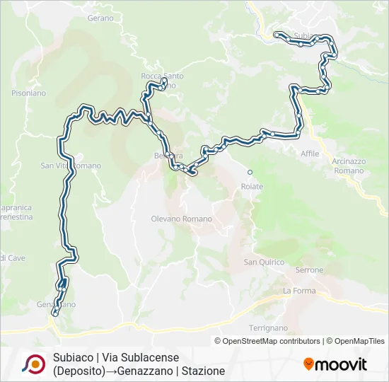 Percorso linea bus COTRAL