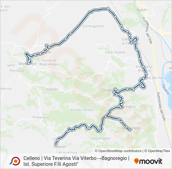 Percorso linea bus COTRAL