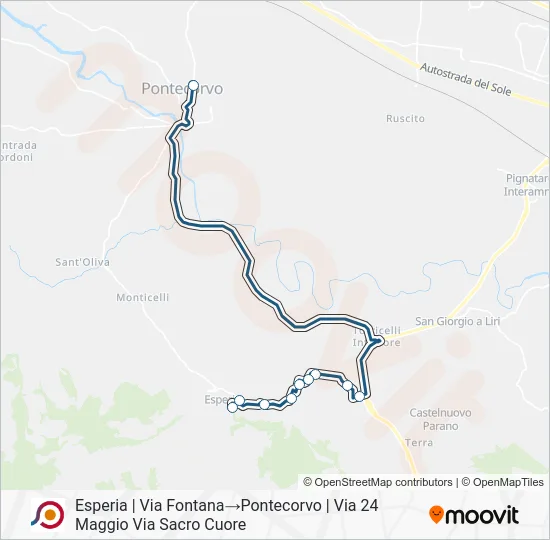 Percorso linea bus COTRAL