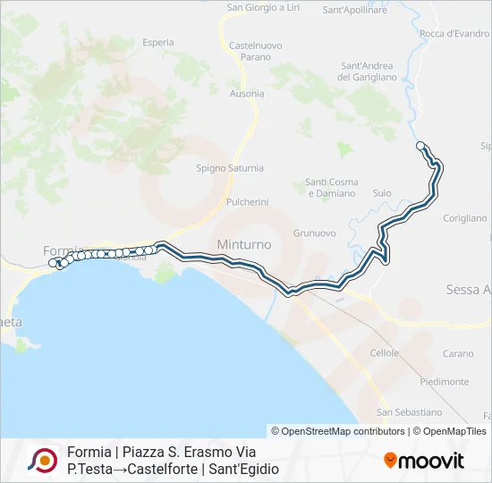 Percorso linea bus COTRAL