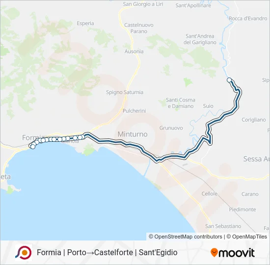 Percorso linea bus COTRAL