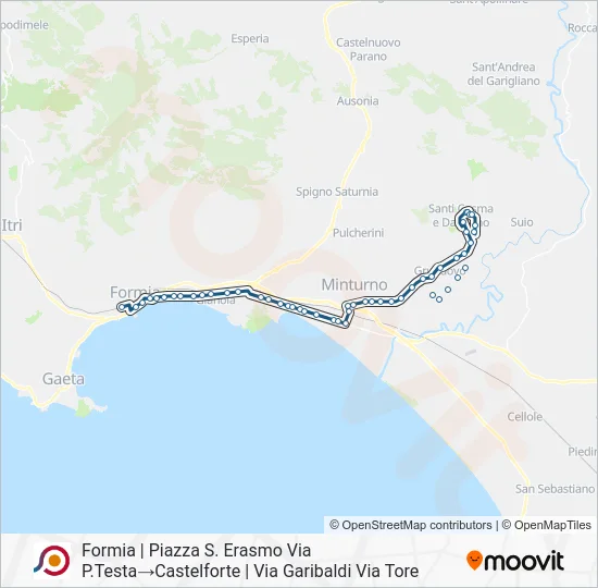 Percorso linea bus COTRAL