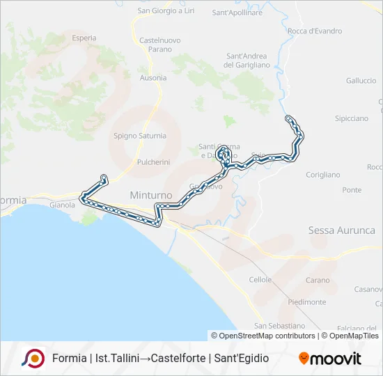 Percorso linea bus COTRAL