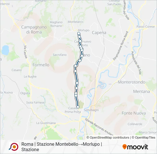 Percorso linea bus COTRAL