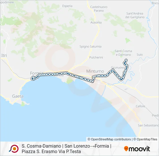 Percorso linea bus COTRAL