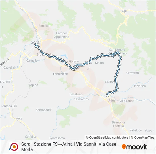 Percorso linea bus COTRAL