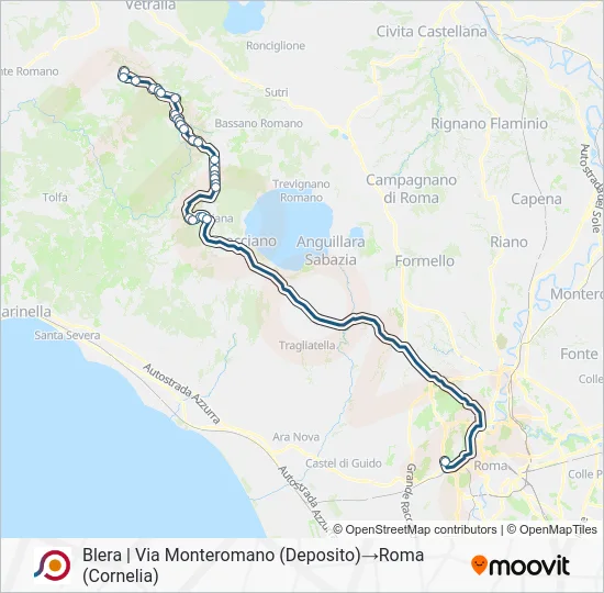Percorso linea bus COTRAL
