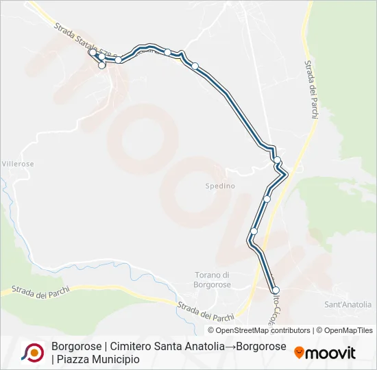 Percorso linea bus COTRAL