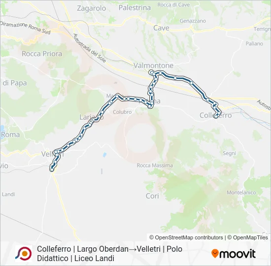 Percorso linea bus COTRAL